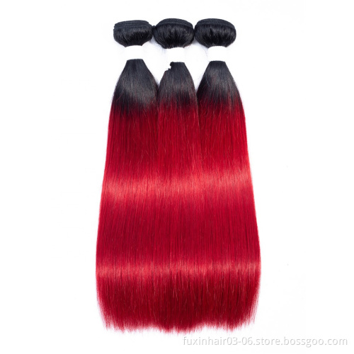 Hot Sale China Suppliers Raw Indian Hair 1B Red Straight Salon Hair Extension